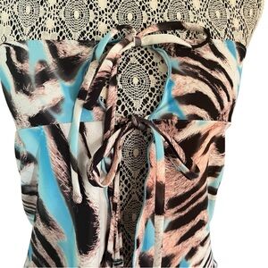 SHEIN Blue and White Patterned Swim Set